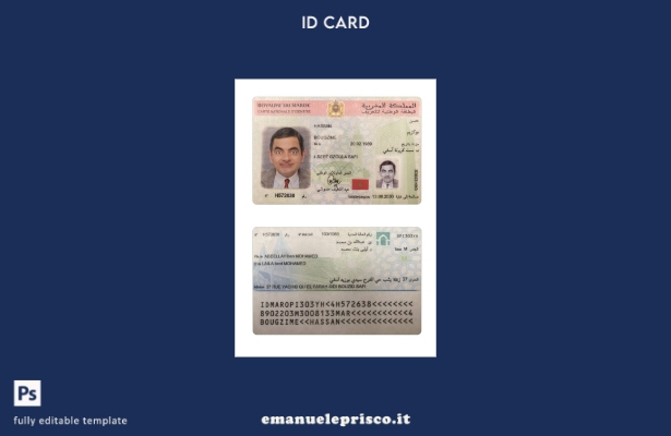 stile verificato Carta d'identità nazionale del Marocco, modello attuale